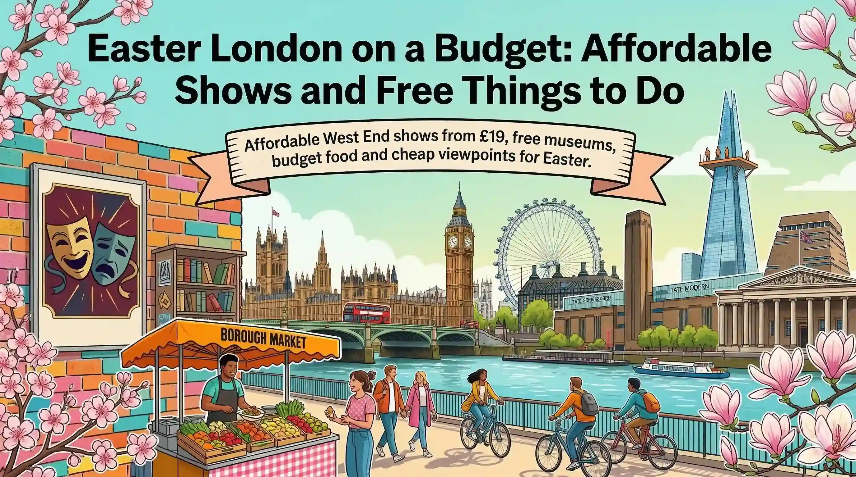 London Easter weekend on a budget. West End shows from £19, free museums, cheap viewpoints and street food markets for the 2026 bank holiday.