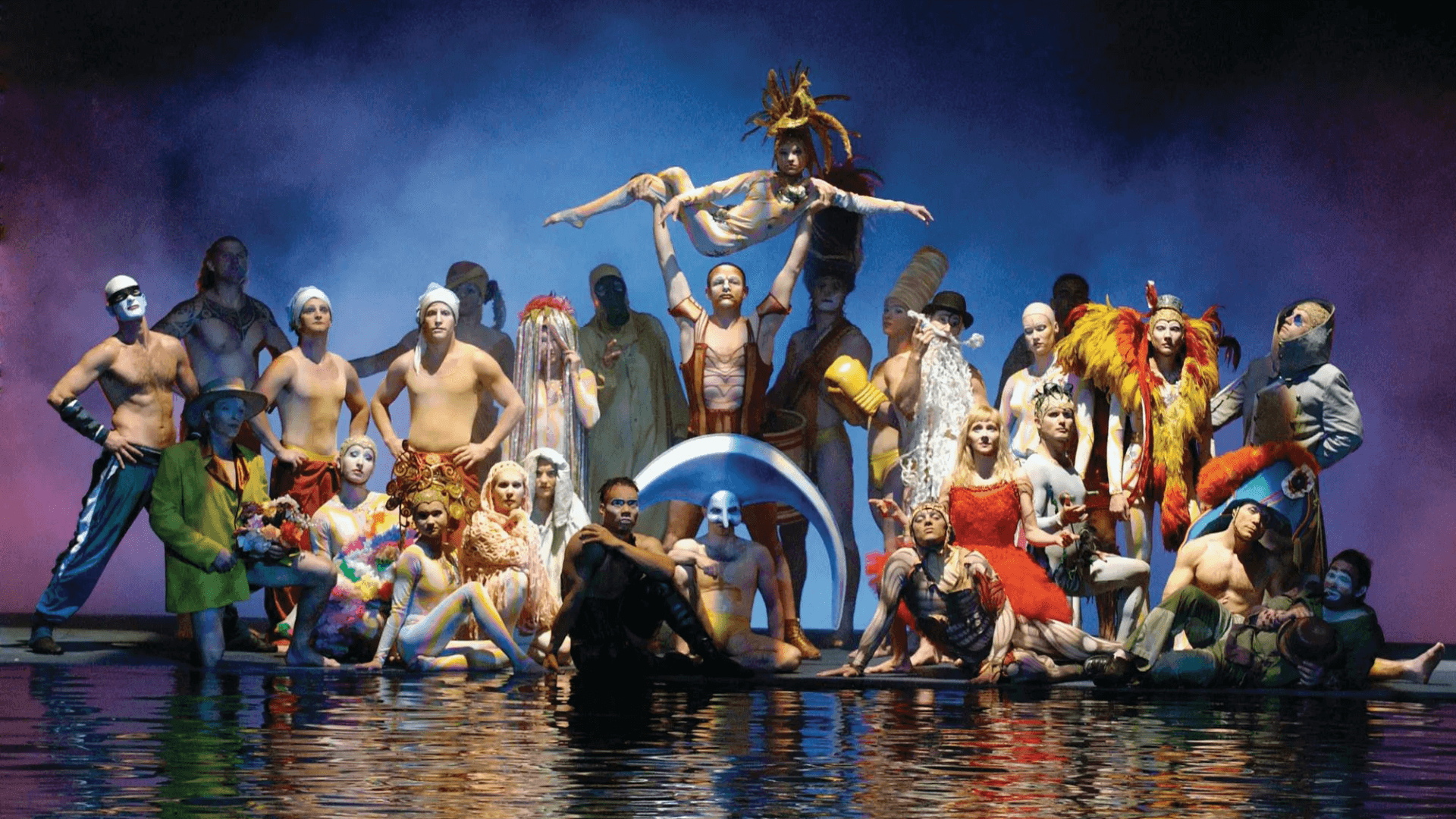 The cast of Cirque du Soliel's O at the Bellagio in Las Vegas.