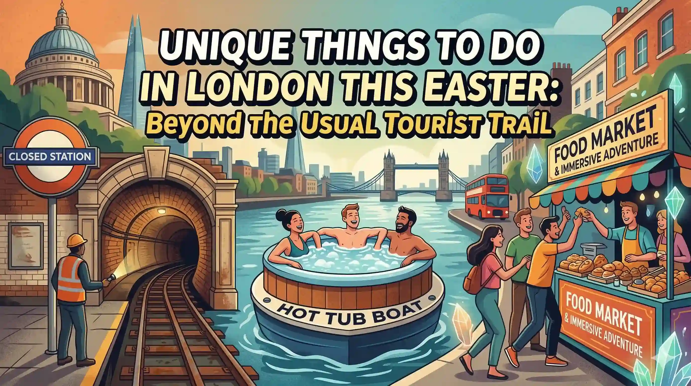 Beyond the tourist trail. Hidden Tube stations, Thames speedboats, immersive adventures and food tours for an unusual Easter in London.